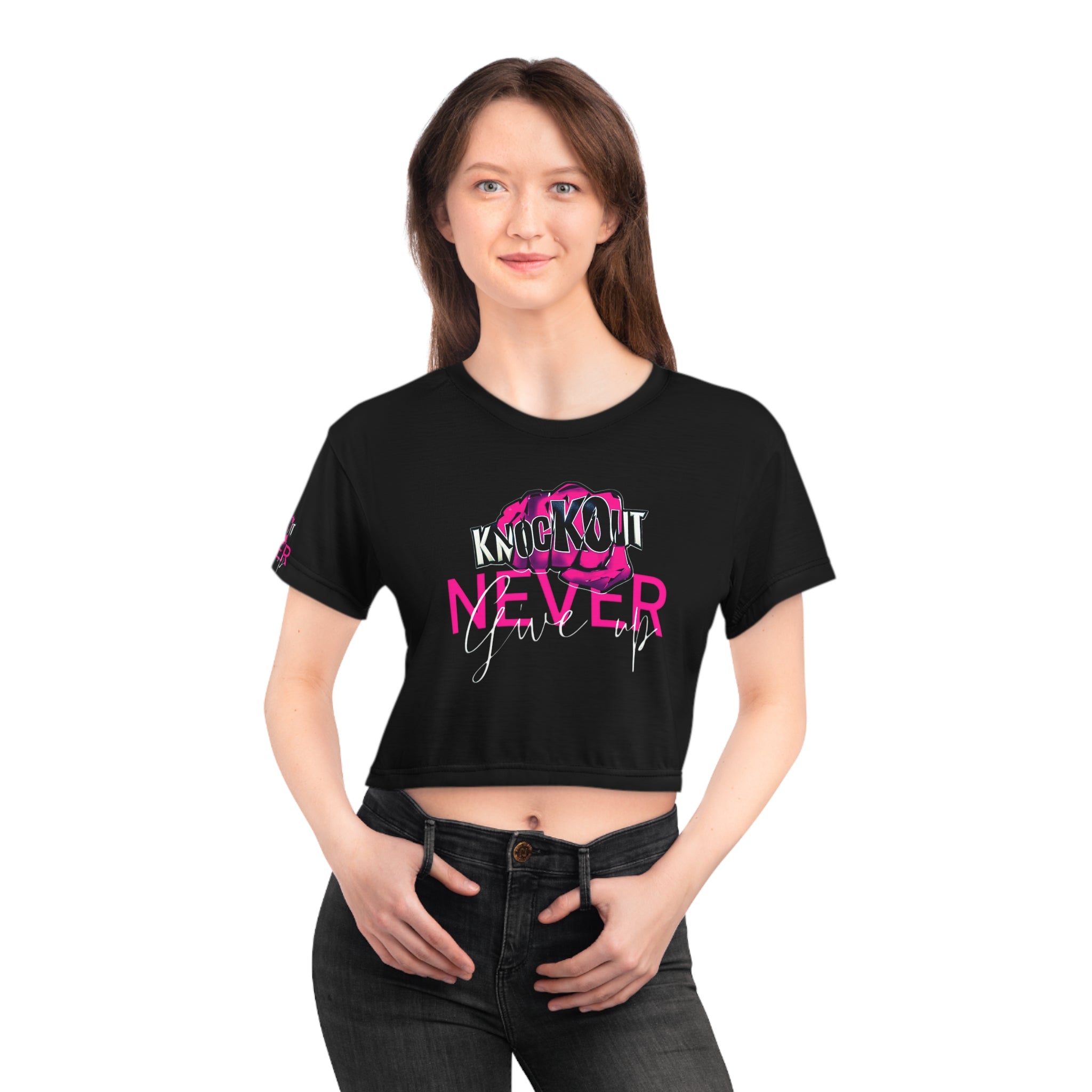 Crop Tee Pink KnocKOut Never Give Up