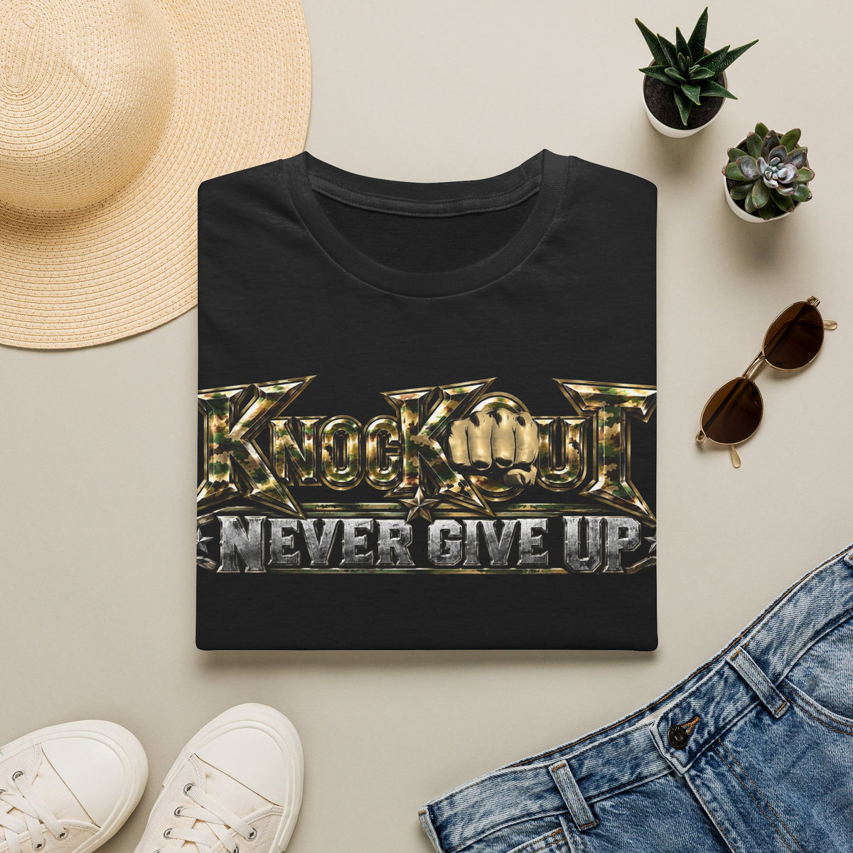 Never Give Up KnocKOut Unisex Softstyle T-Shirt
