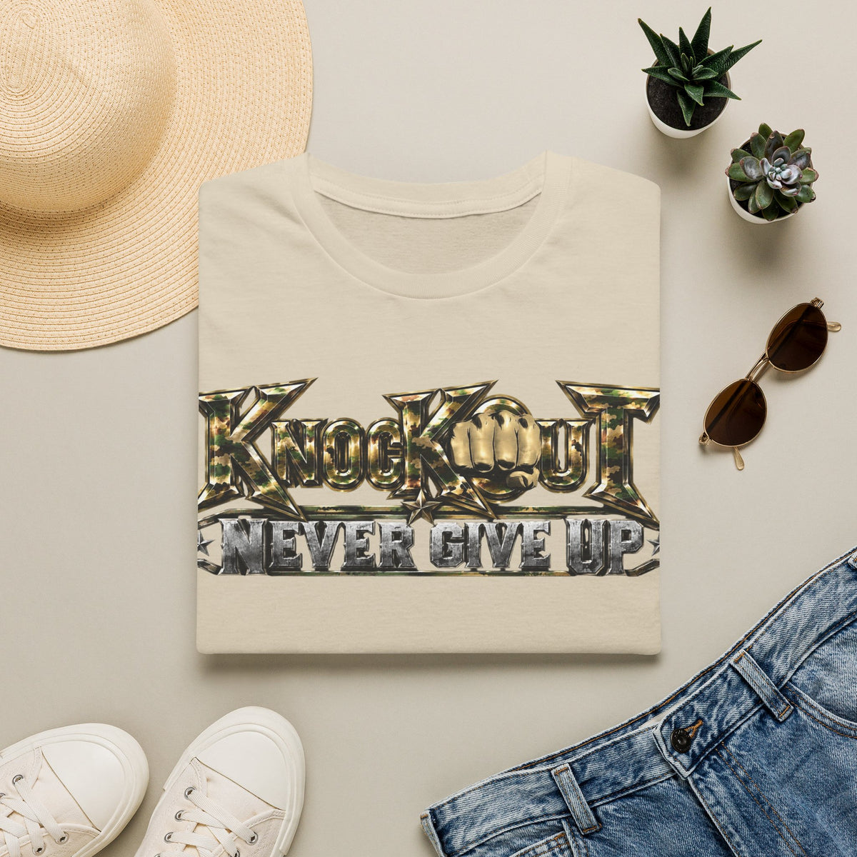 Never Give Up KnocKOut Unisex Softstyle T-Shirt