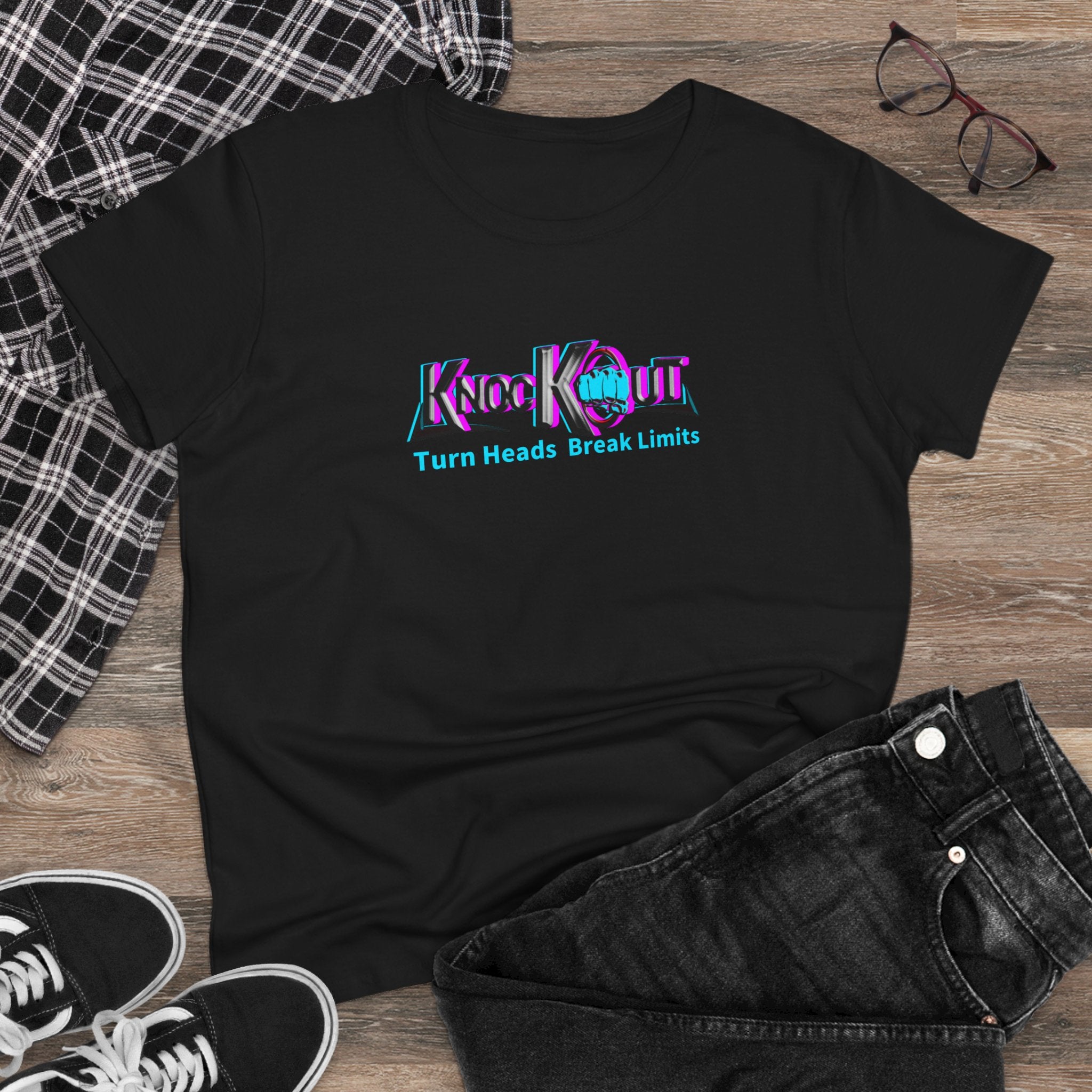 KnocKOut Turn Heads Break Limits Women's Midweight Cotton Tee
