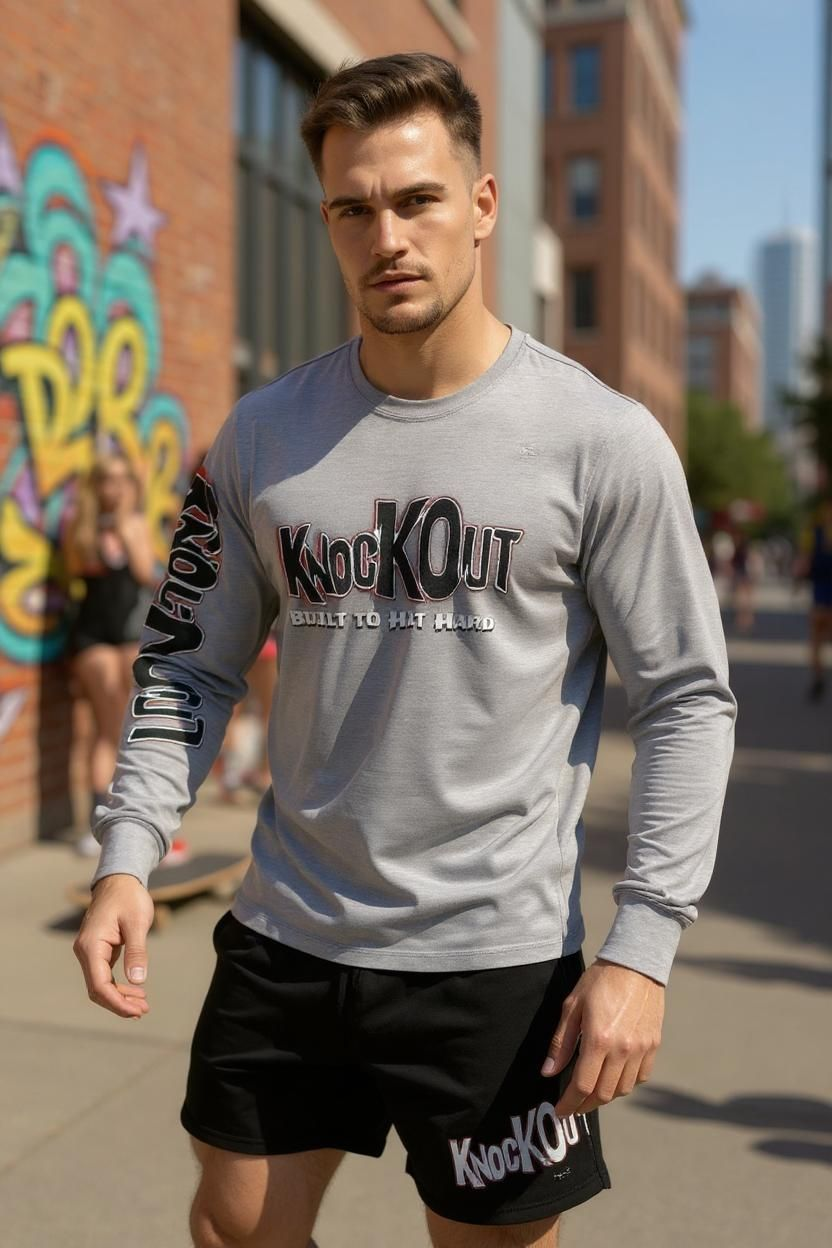 Built to Hit Hard Men's Long Sleeve Shirt (AOP)