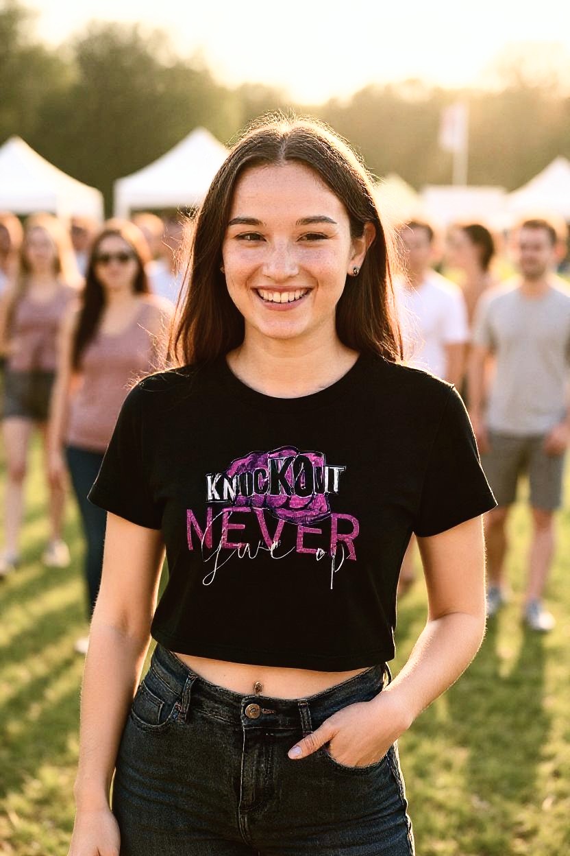 Crop Tee Pink KnocKOut Never Give Up