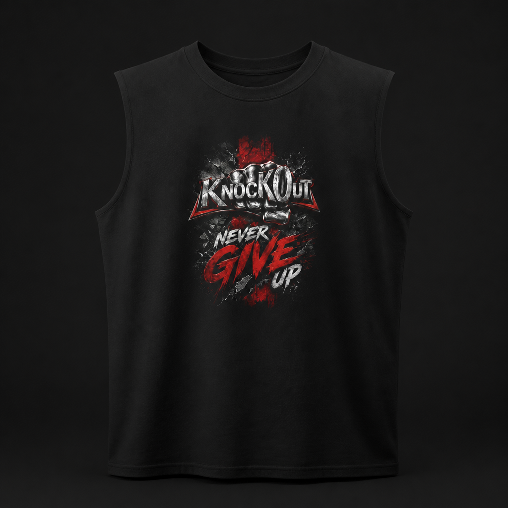 KnocKOut Never Give Up Unisex Jersey Muscle Tank