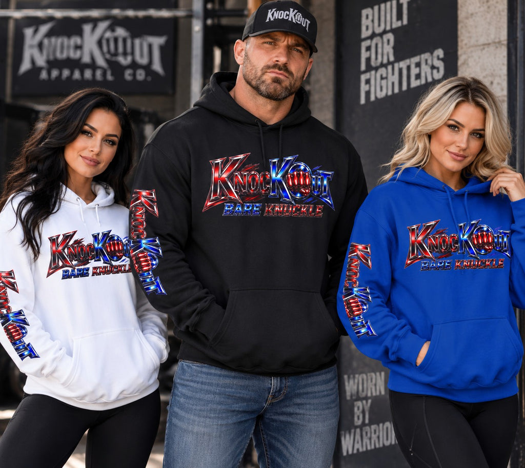 Blue Red KnocKOut Bare Knuckle Unisex Heavy Blend™ Hooded Sweatshirt