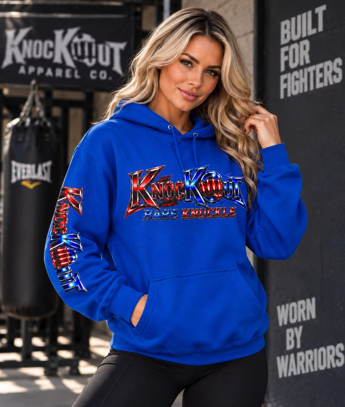Blue Red KnocKOut Bare Knuckle Unisex Heavy Blend™ Hooded Sweatshirt