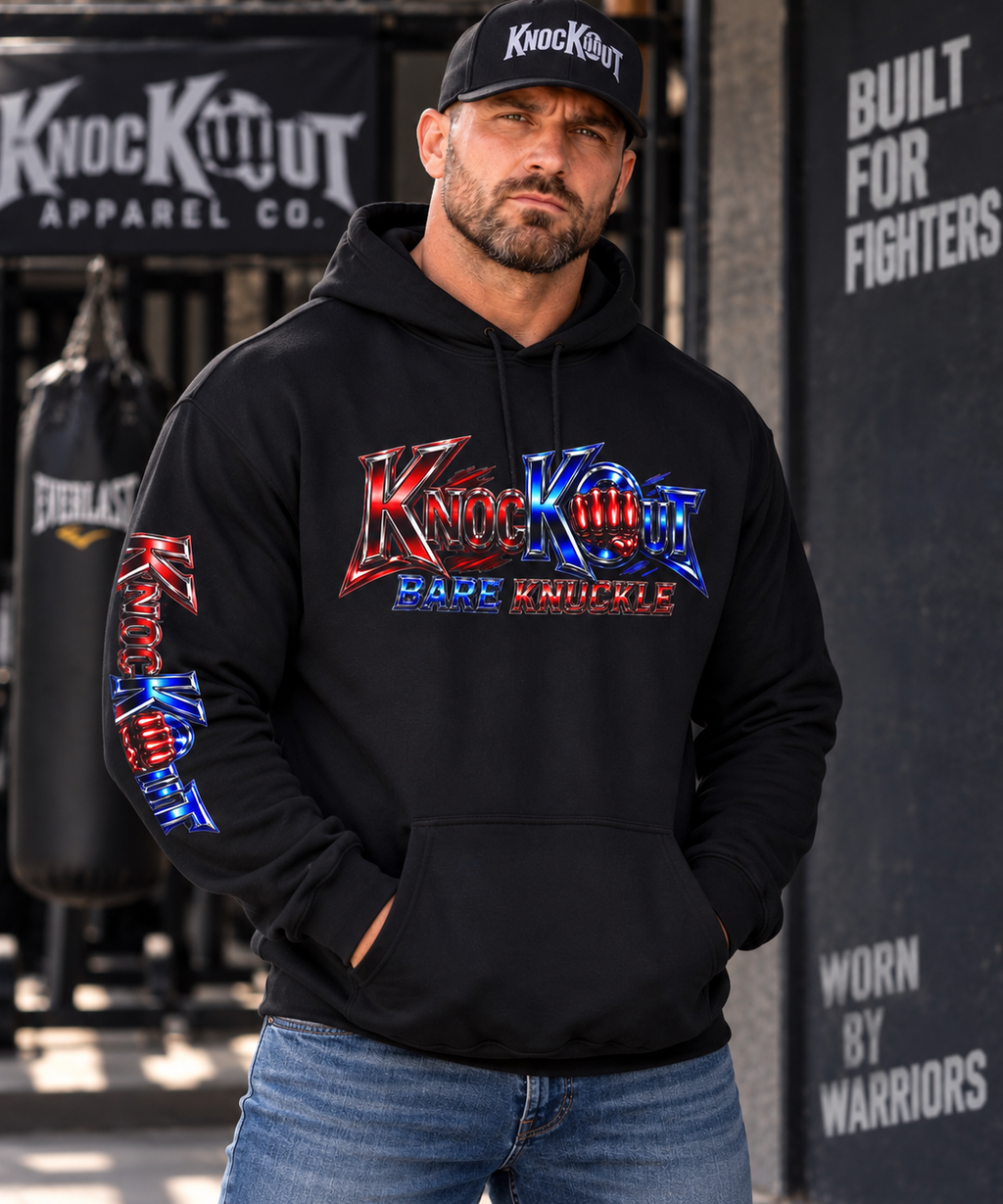 Blue Red KnocKOut Bare Knuckle Unisex Heavy Blend™ Hooded Sweatshirt