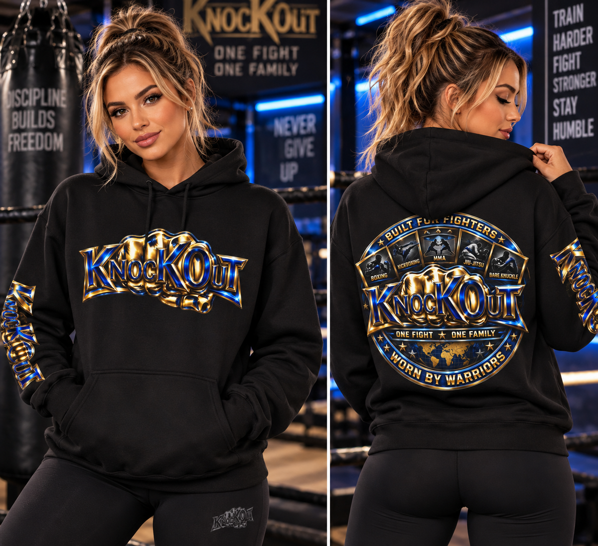 Gold Blue KnocKOut Unisex Hoodie