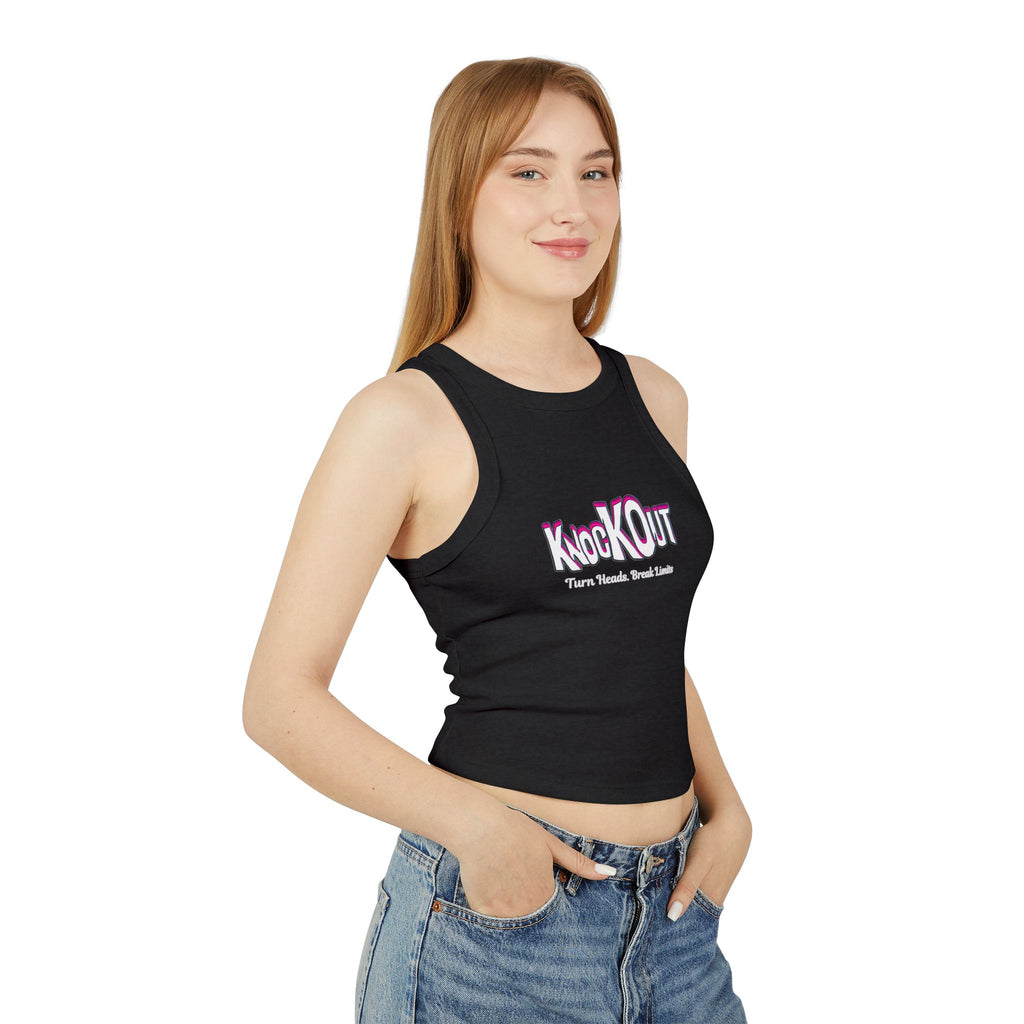 Turn Heads. Break Limits Women's Micro Rib Racer Tank Top