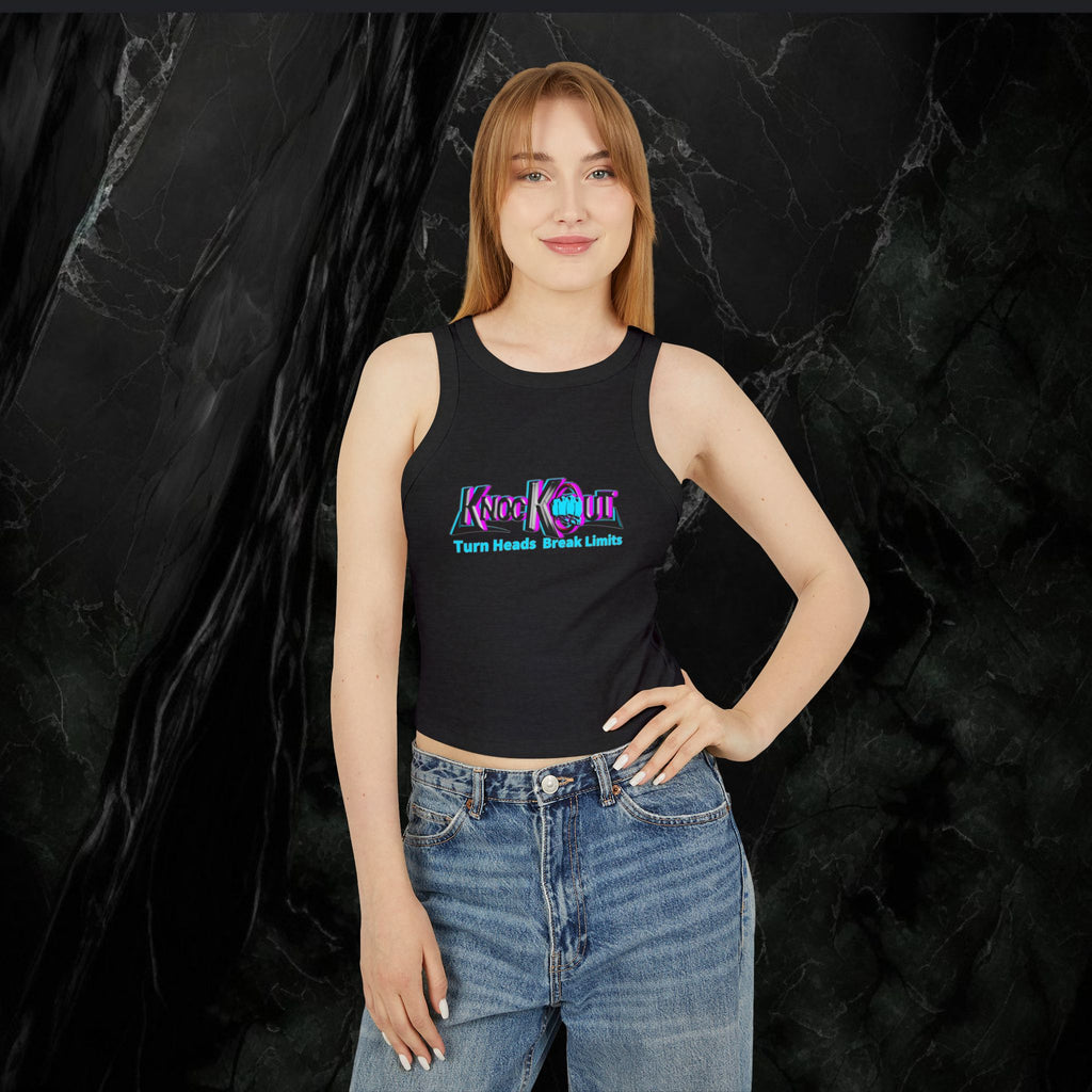 Turn Heads. Break Limits Women's Micro Rib Racer Tank Top