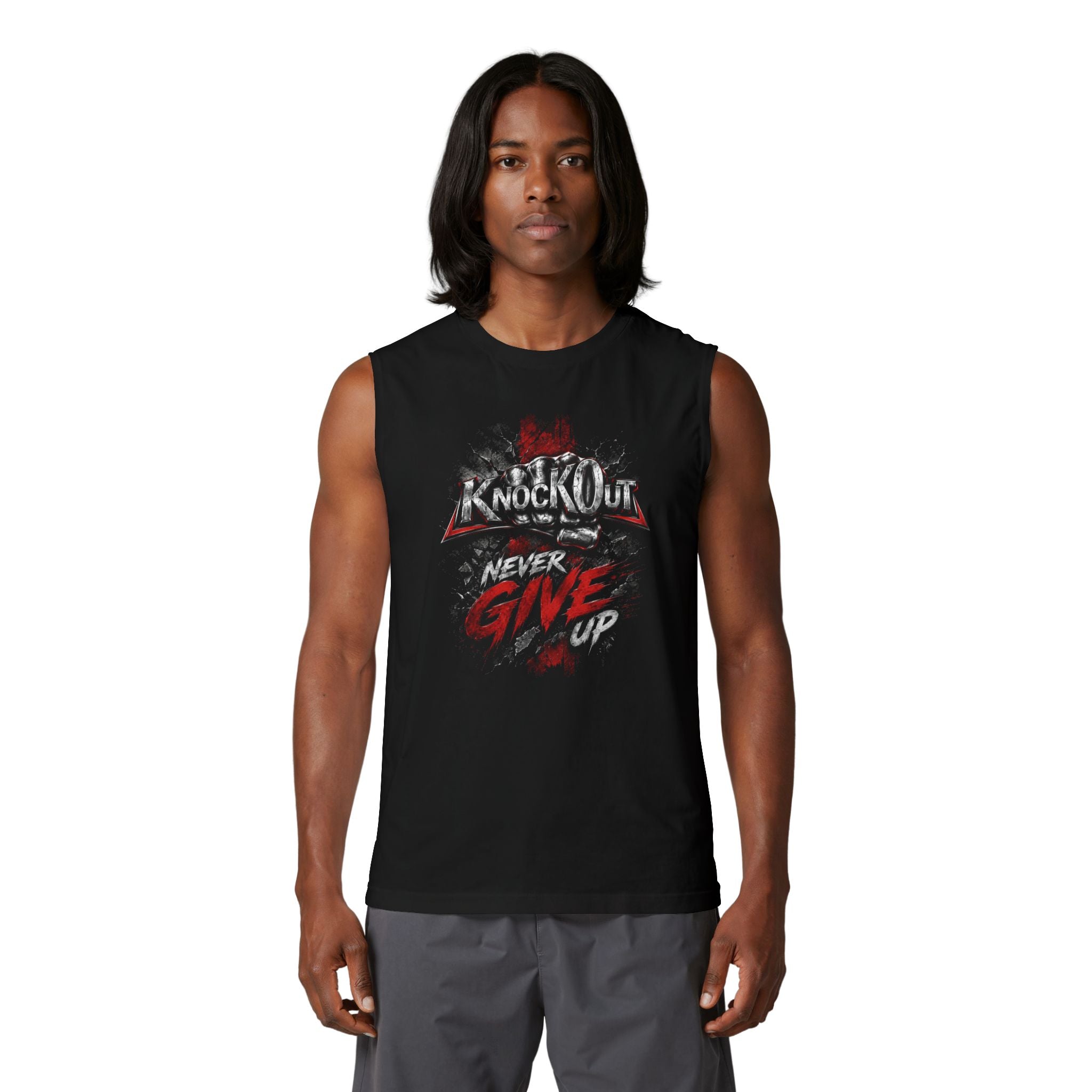 KnocKOut Never Give Up Unisex Jersey Muscle Tank